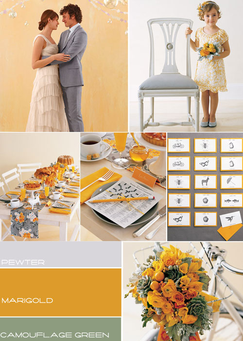 Pewter marigold green Wedding wedding paletteswedding color palate 