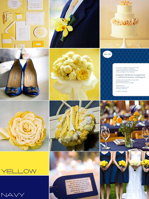 Navy blue Yellow wedding colour palettes, Navy blue yellow