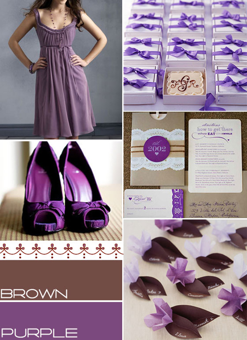 brown purple wedding ideas, brown purple wedding colour pallets