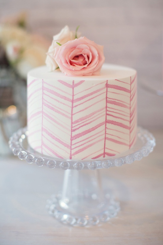 pink chevron wedding cake