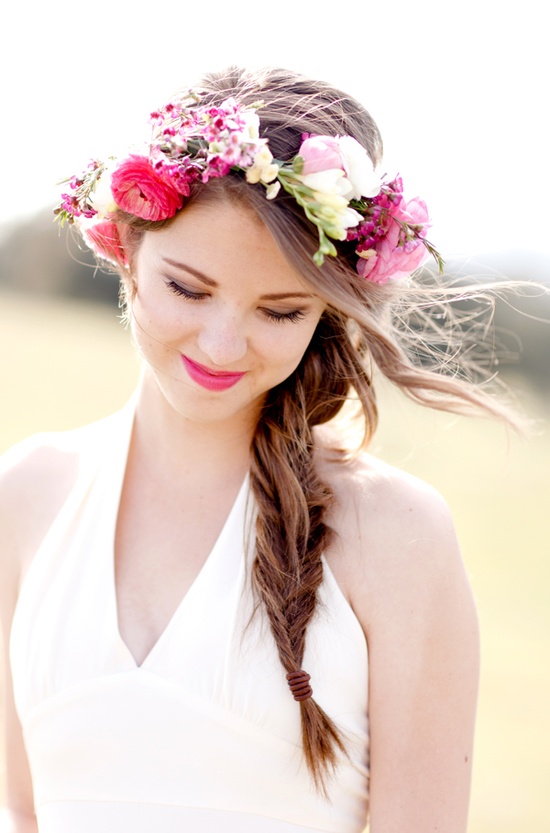 Bridal Floral Hair Wreath , wedding hair, wedding hair long hair,wedding hair ideas