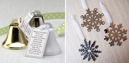 ornament place card holders, winter wedding favours