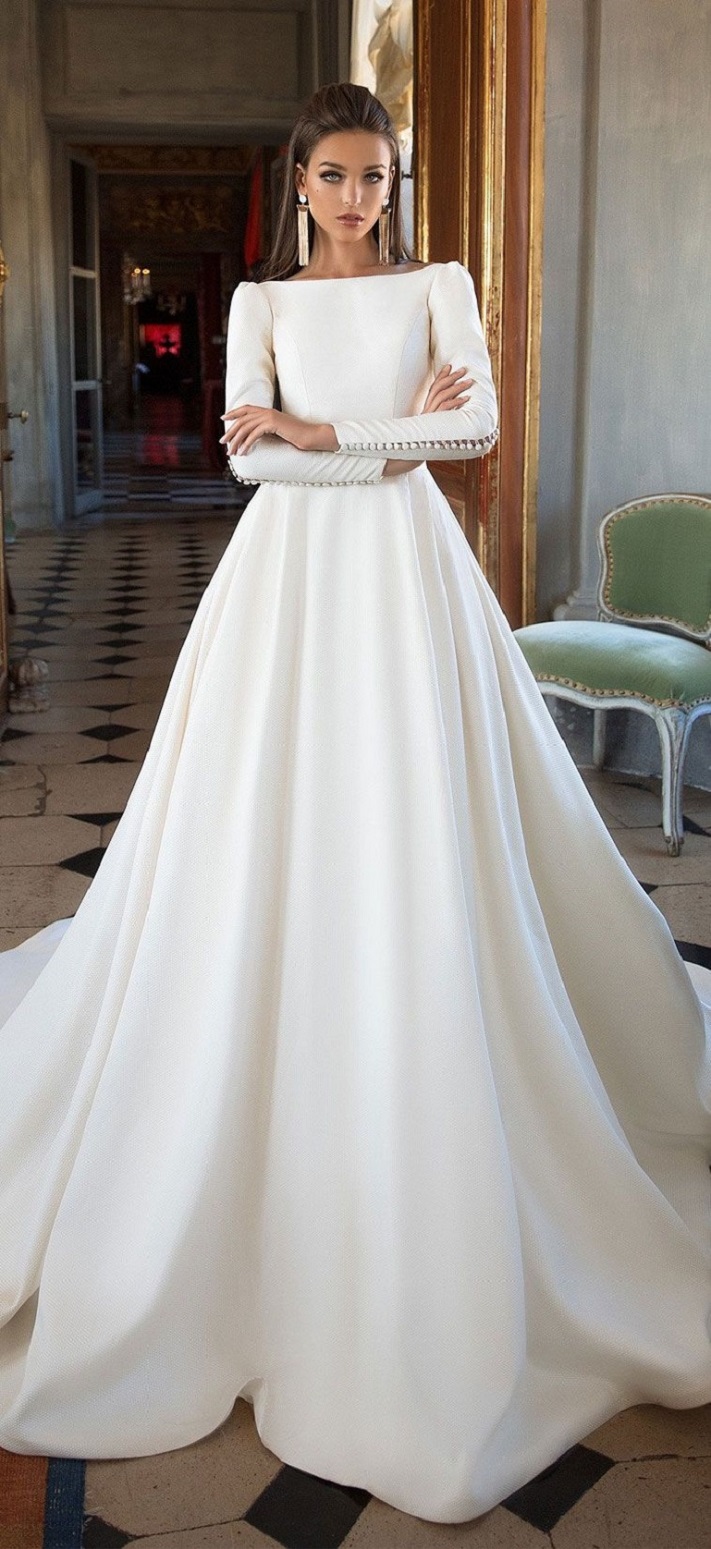 Long sleeves simple a line wedding dress : Milla Nova wedding dress #weddingdress #weddinggown #wedding #bridedress