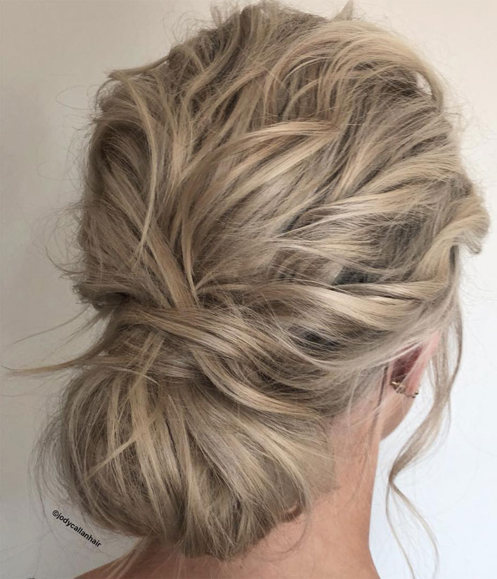 Messy Updo Hairstyles That Will leave You Speechless : Textured Wrapped Updo Hairstyle