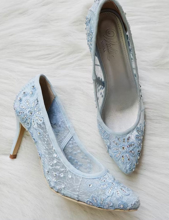 Blue lace bridal heels - 59 High fashion wedding shoes that will never go out of style - bridal shoes ,nude wedding shoes, high heel wedding shoes ,pump wedding shoes #weddingshoes #bridalshoes #shoes
