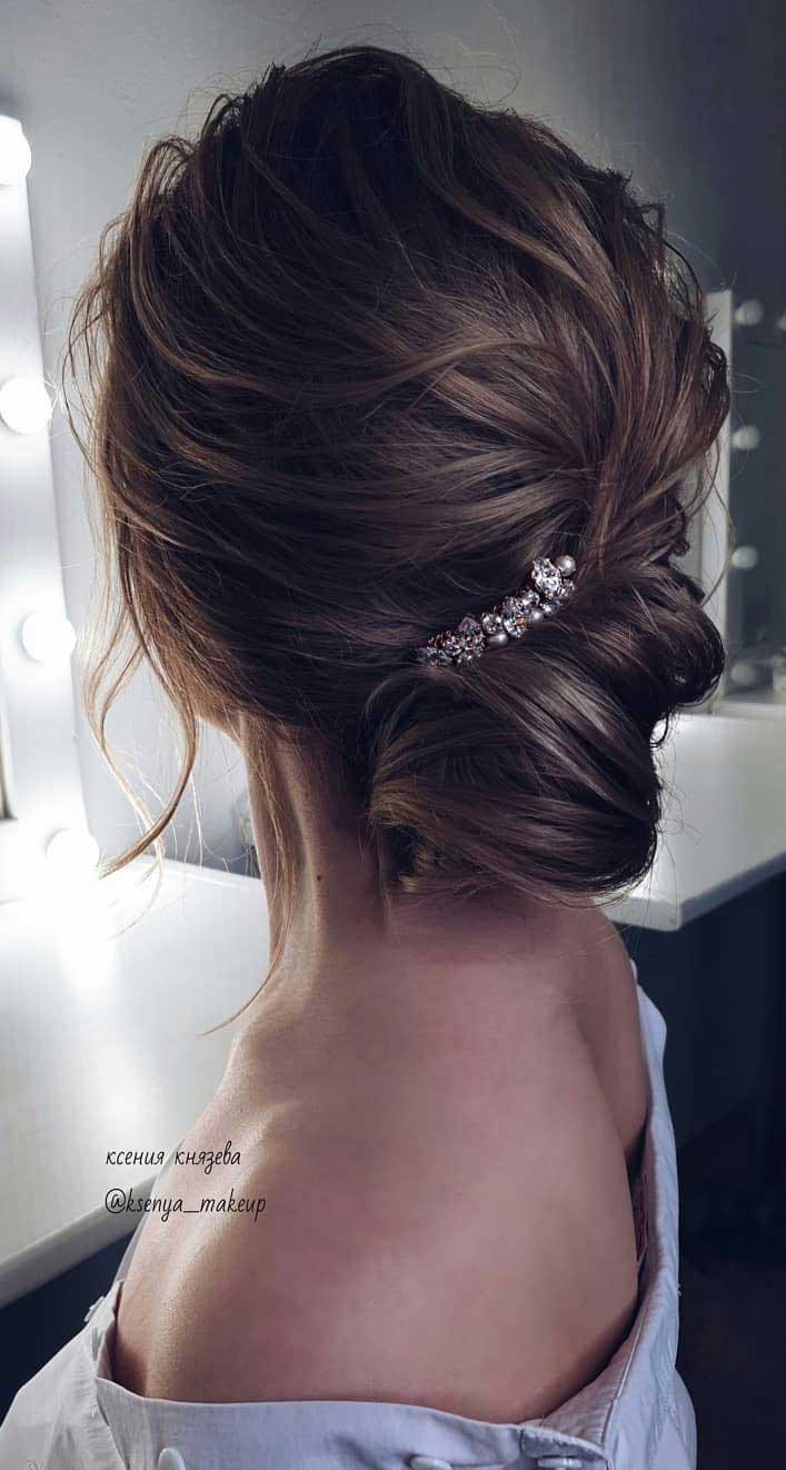 75 romantic bridal hairstyles, hairstyles for weddings long hair, wedding updos with braids, wedding updos, bridal updos , messy updo hairstyles ,hairstyle #hairstyle #weddinghair #updo #upstyle elegant bridal hairstyle