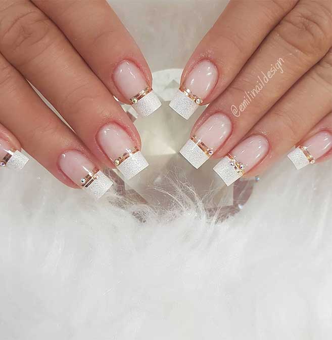Wedding Nail Designs for Brides, bridal nails 2019,wedding nails bride,wedding nails with glitter, nails for wedding guest
