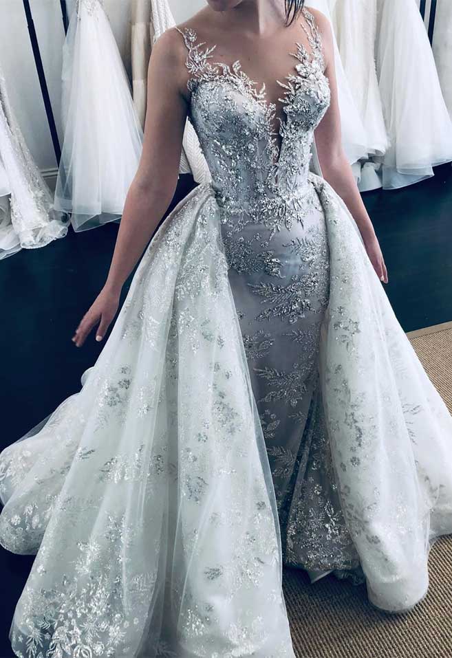 Designer FitandFlare Wedding Dress with Detachable Skirt  Martina Liana  Wedding Dresses