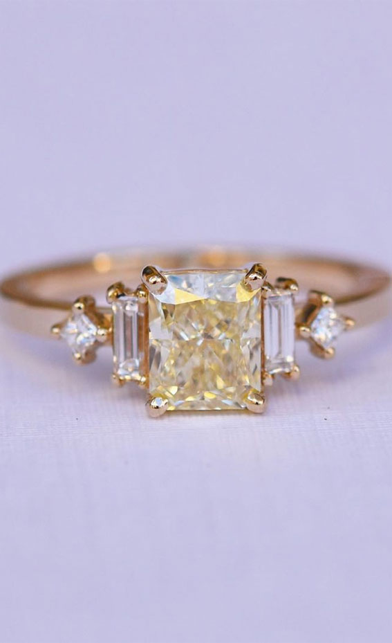 yellow diamond engagement ring #engagementring #princesscut
