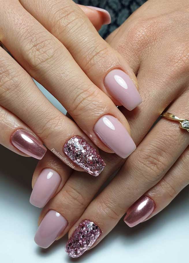 Stylish Nail Art Designs That Pretty From Every Angle : Ombre Pink & Glitter  Nails