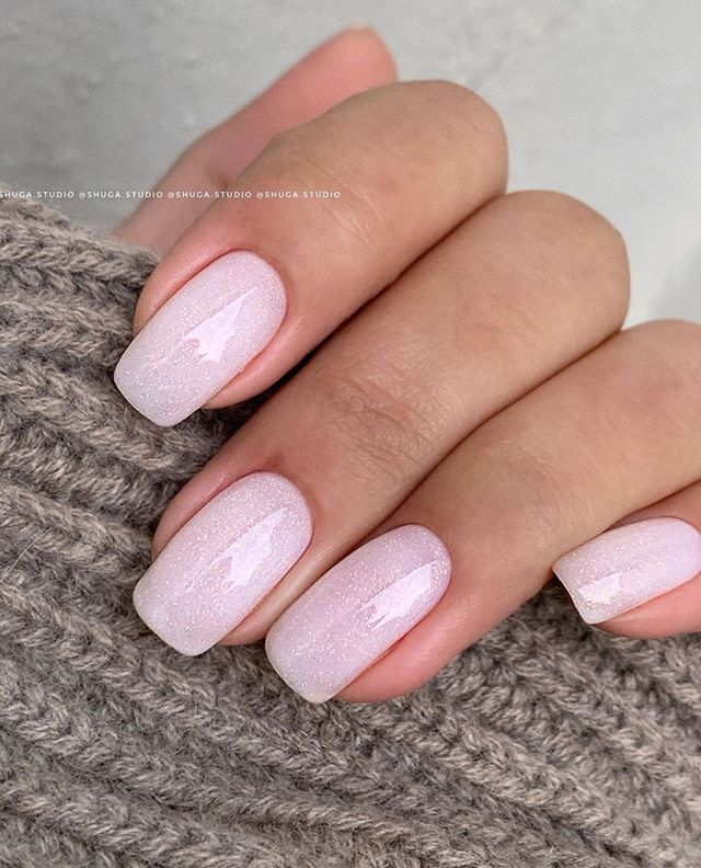 Beautiful Nail Art Designs 2021 : Pretty Shimmery Soft Pink Nails