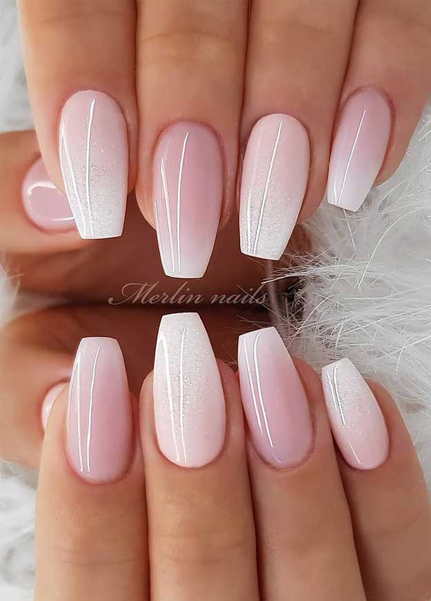 wedding nail designs for brides,  nails with glitter, nails for wedding guest , glitter nail designs , nail trends 2020 #weddingnails #nails #bridenails #glitternails #bridalnails elegant nails, nail art design for wedding