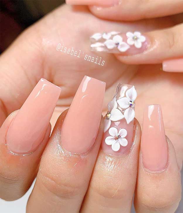 59 Cutest Valentine's Day Nails To Wear Right Now : Peach & Pink Hearts