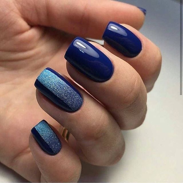 Creative & Pretty Nail Trends 2021 : Navy Blue and Blush Nails