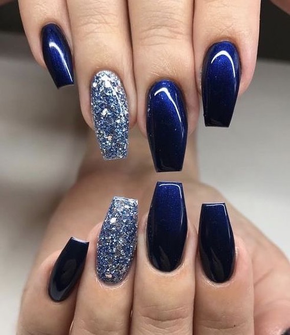 Elegant navy blue nail colors and designs for a Super Elegant Look | Blue  nail color, Blue glitter nails, Summer nails colors designs