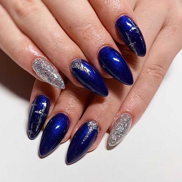 Top 25 Best Navy Blue Nail Design Ideas (2023 Update) | Blue and silver  nails, Winter nails acrylic, Blue acrylic nails