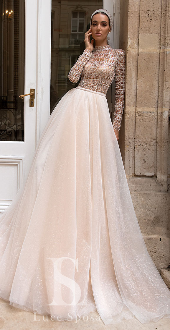 Long Sleeve Glitter Princess Wedding Dress Elegant Princess - Etsy Romania  | Sparkly wedding dress, Ball gowns wedding, Fancy wedding dresses