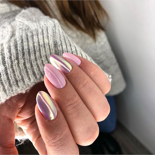Most Beautiful Nail Designs You Will Love To wear In 2021 : Half nude half  gold minimalist nails