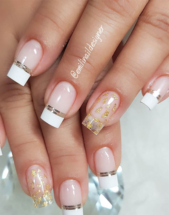 50 Super pretty nail art designs – Dying over these nails! Pink nails with gold leaf