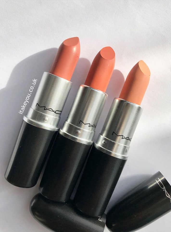 Mac Lipstick in shades : Velvet Teddy, Kinda Sexy and Myth