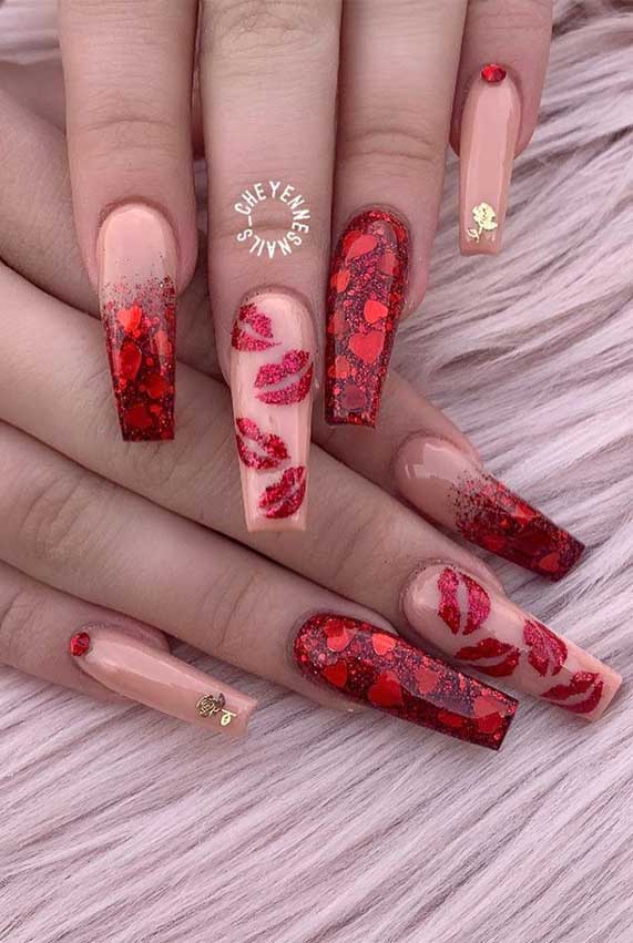 valentine nails 2019, valentine gel nails, valentines day nails 2020, valentine's day acrylic nails, valentine nails 2020, nail designs, valentines day nails 2020 #valentinenails