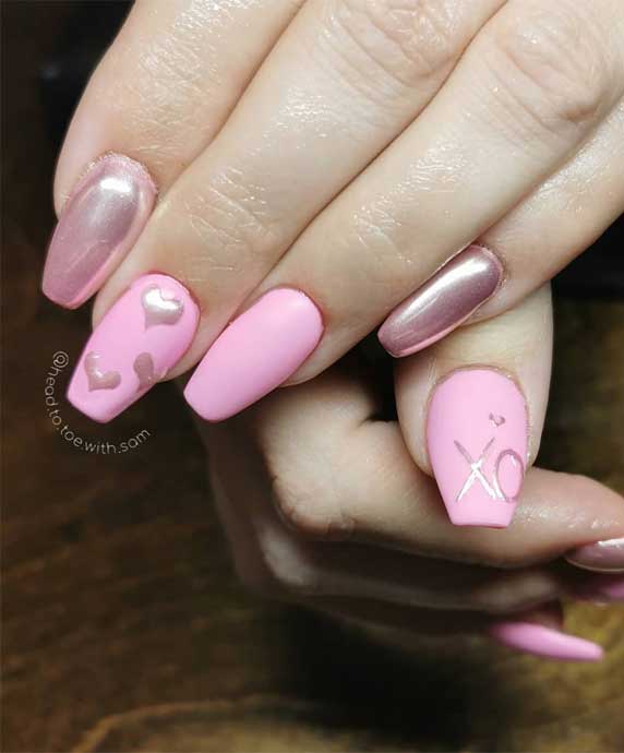 Gorgeous Valentine’s Day Nail Art Designs : Pink and Chrome effect