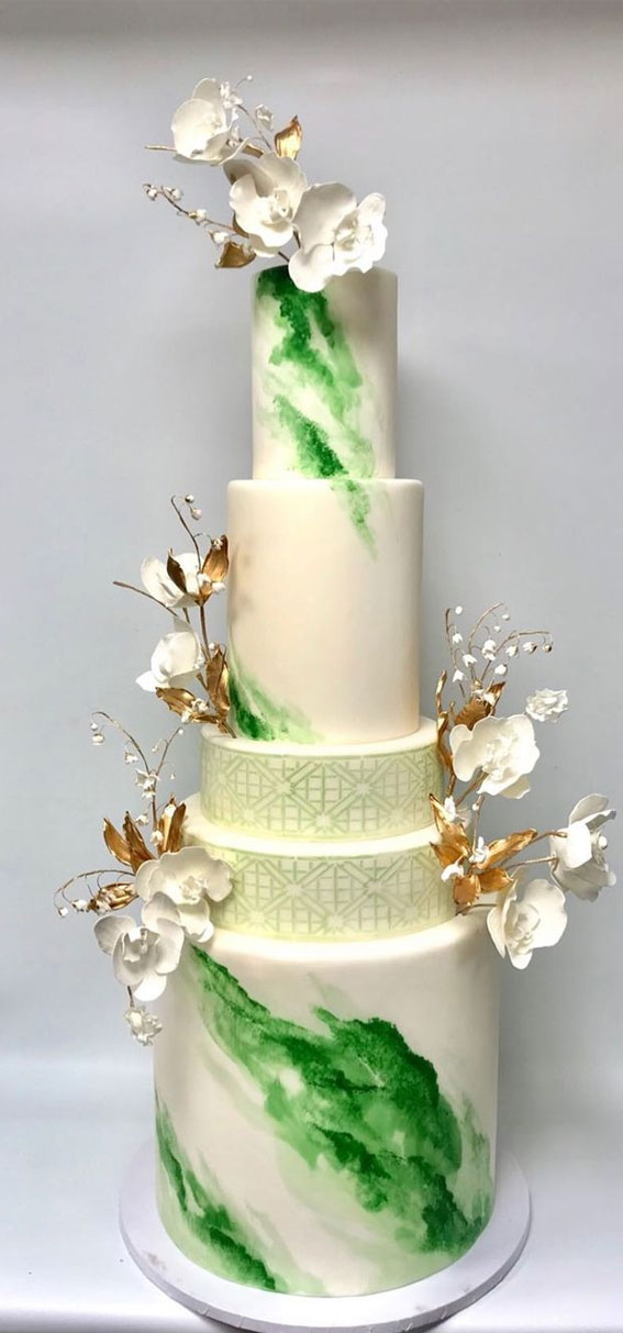 marble green wedding cakes designs, wedding cake pictures gallery, art of wedding cakes, unique wedding cake designs, beautiful wedding cakes, wedding cake designs 2020,  beautiful wedding cakes 2020 #weddingcake #weddingcakes #cakes2020 textured wedding cake
