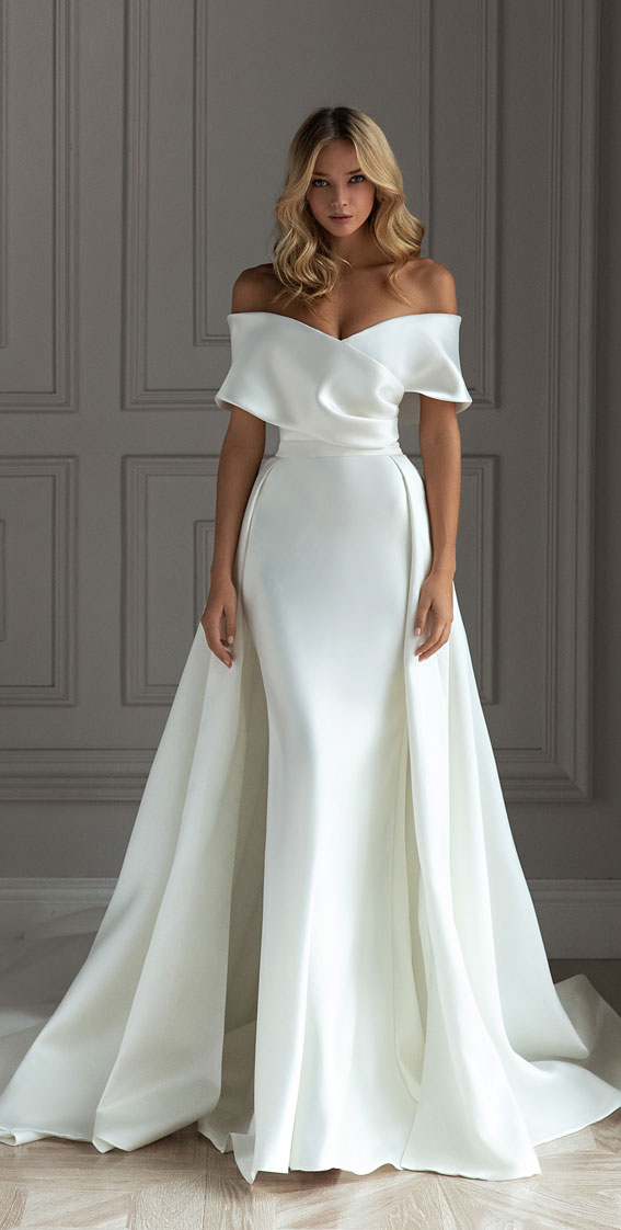 eva lendel wedding dress, eva lendel wedding dresses, eva lendel bridal, eva lendel bridal 2021, elegant wedding dress, off the shoulder sheath wedding gown  #wedding #weddinggown #weddingdresses #weddingdress #bridalgown #bride