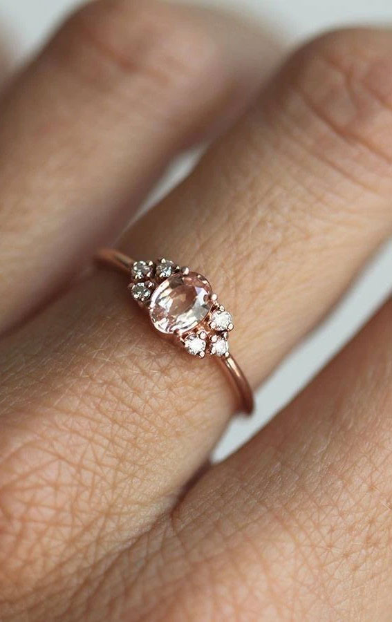 Incredibly Beautiful Engagement Rings in 2020 – Simple peach champagne sapphire ring