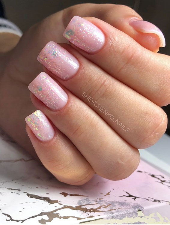 52 Valentine's Day Nail Art Designs & Ideas 2023 : Glitter & White Heart Pink  Nails