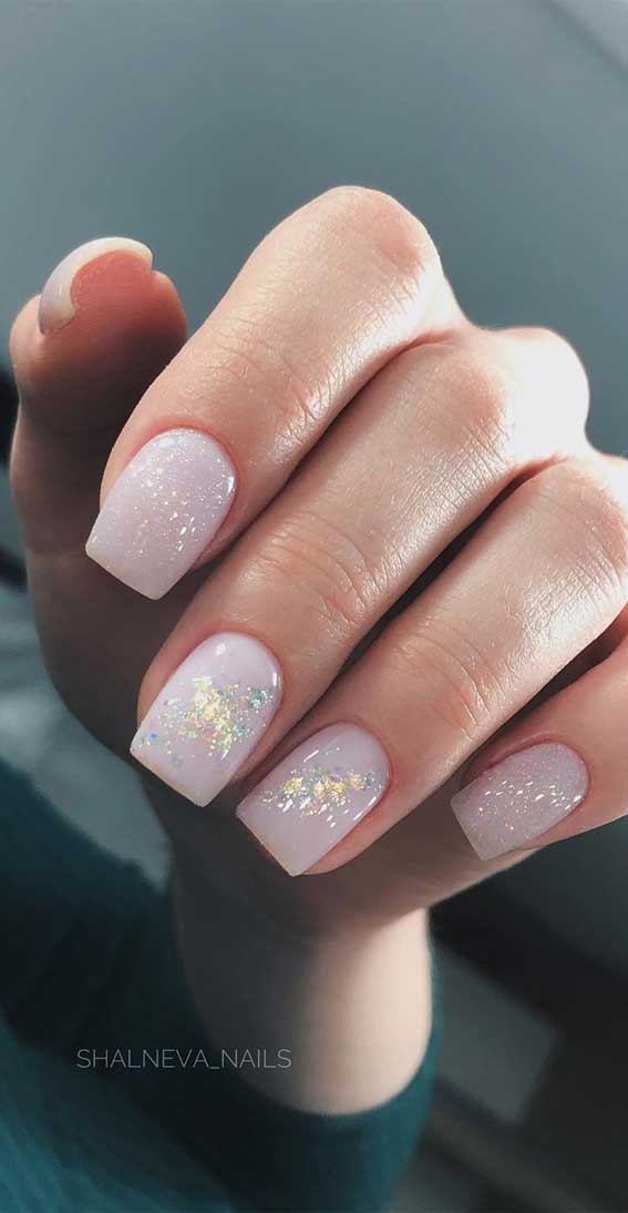 short nail art designs 2020, short nails, short nail art, pink nails, neutral nails, gold leaf nails, mix and match nails