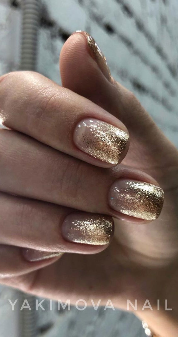 glitter nails, glitter short nails, short nail art designs 2020, short nails, short nail art, pink nails, neutral nails, gold leaf nails, mix and match nails