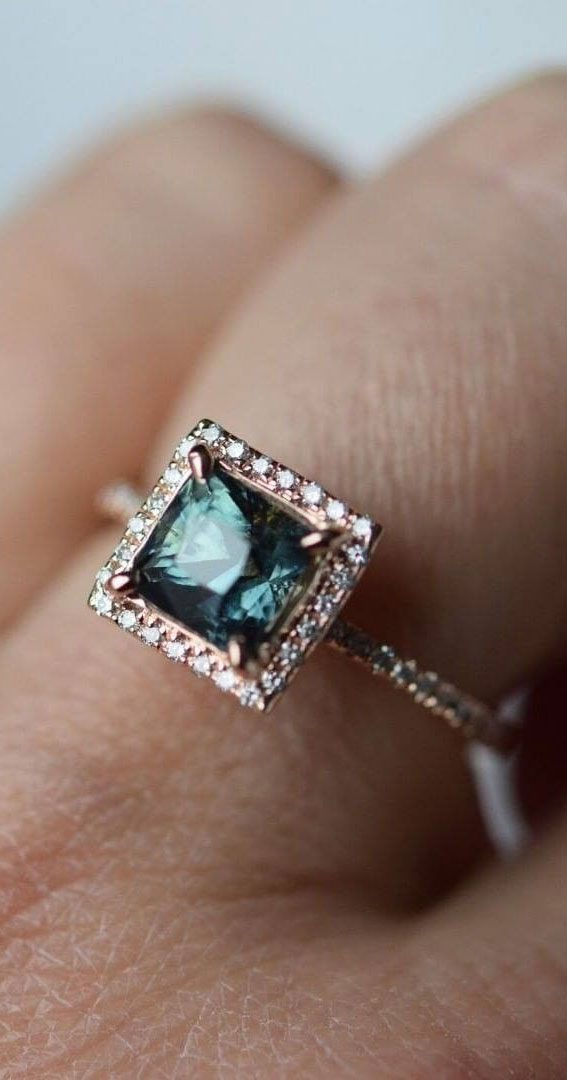 44 Insanely Gorgeous Engagement Rings – Sapphire princess cut