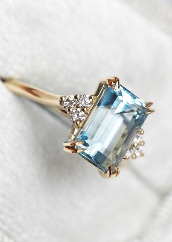 44 Insanely Gorgeous Engagement Rings – Princess aquamarine