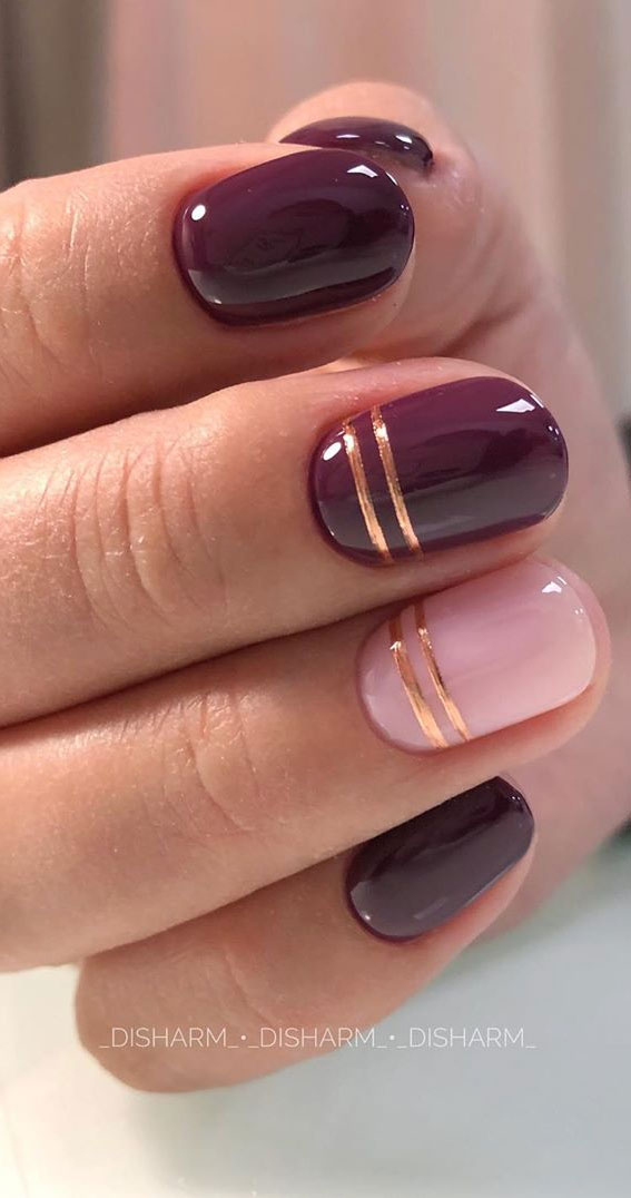 mix and match nail colours, plum nails, pink and plum nails, wedding nails, glam nails