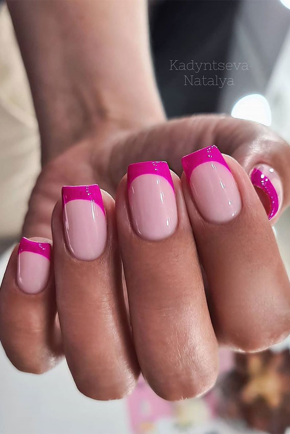 48 Most Beautiful Nail Designs to Inspire You – Hot pink French Nails