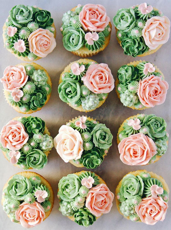 59 Pretty Cupcake Ideas for Wedding and Any Occasion : Succulent cupcakes