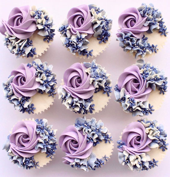 59 Pretty Cupcake Ideas for Wedding and Any Occasion : Hydrangea & Rose cupcakes