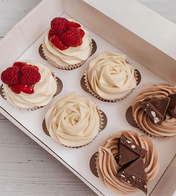 59 Pretty Cupcake Ideas for Wedding and Any Occasion : Raspberry, Lemon and Toblerone