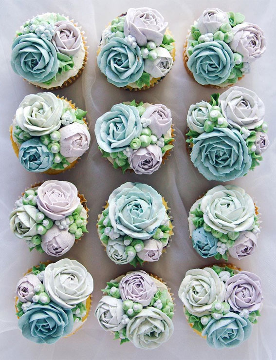 59 Pretty Cupcake Ideas for Wedding and Any Occasion : Frosty toned cupcakes