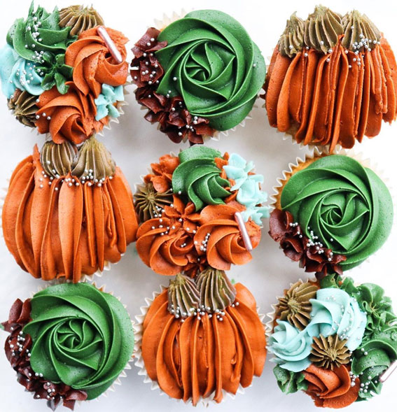buttercream cupcakes, orange pumpkin cupcakes, fall cupcakes, autumn cupcakes, cupcake ideas, autumn cupcakes #fallcupcakes #autumncupcakes