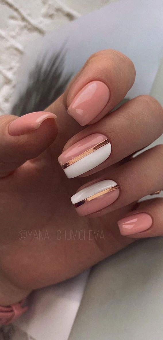 Diagonal French Tip Nails - YouTube