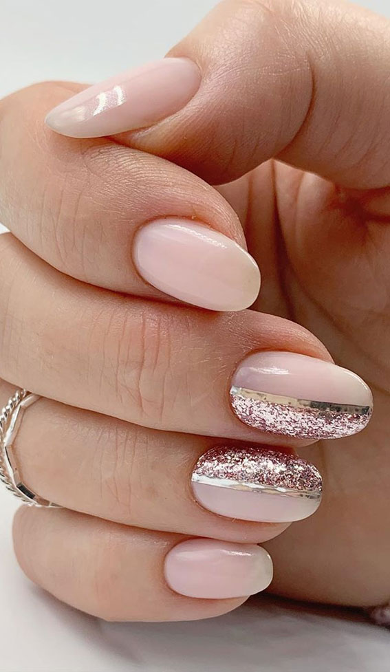 49 Cute Nail Art Design Ideas With Pretty & Creative Details : Blush pink  and rose gold nail design