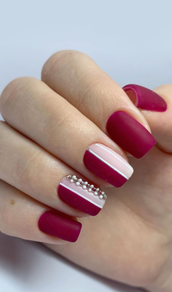 49 Cute Nail Art Design Ideas With Pretty & Creative Details : Pink and Red Nail Design