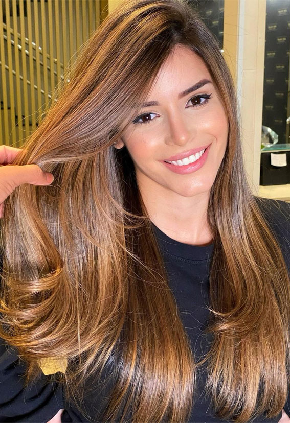 57 Cute Autumn Hair Colours and Hairstyles : Brunette balayage