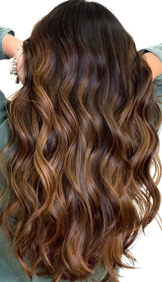 57 Cute Autumn Hair Colours and Hairstyles : Caramel balayage