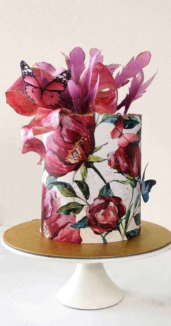 37 Pretty Cake Ideas For Your Next Celebration : Flower painted cake