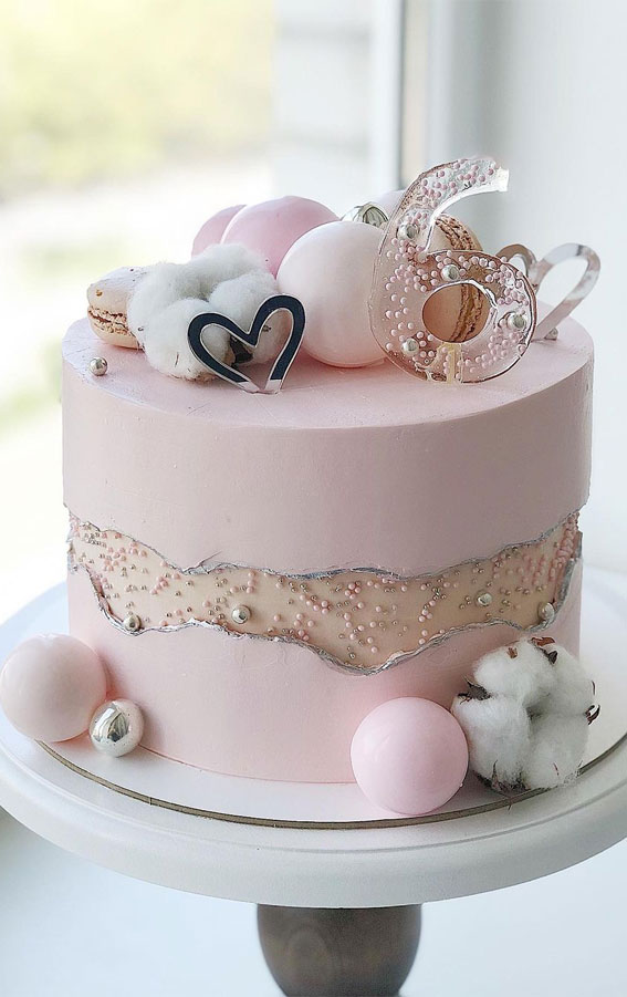 37 Pretty Cake Ideas For Your Next Celebration : Sweet pink 6th birthday cake