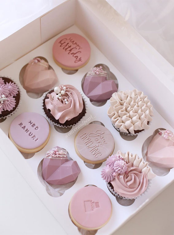 59 Pretty Cupcake Ideas for Wedding and Any Occasion : Dusty Rose & Purple cupcakes