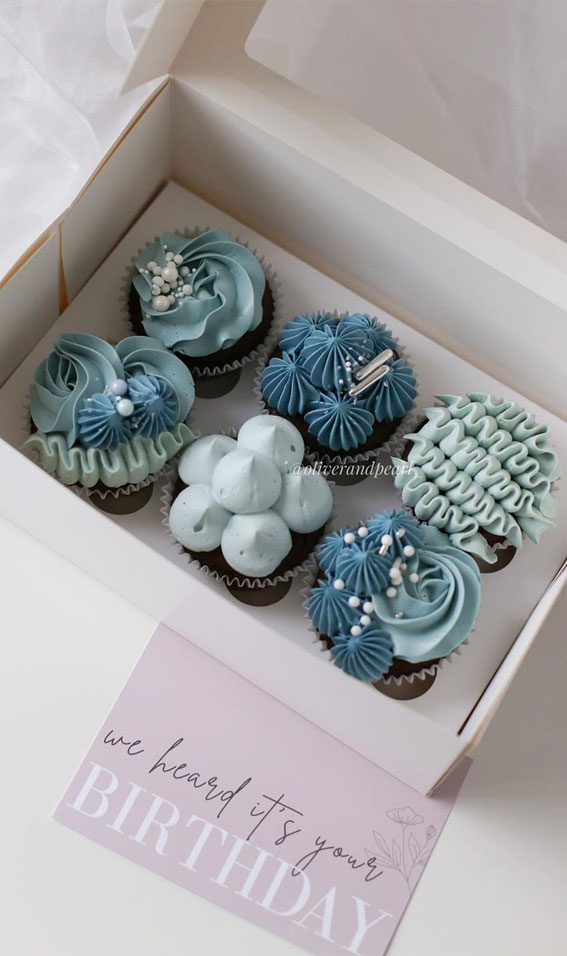 59 Pretty Cupcake Ideas for Wedding and Any Occasion : Blue Tone cupcakes
